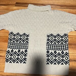 Beige XS detailed sweater with turtleneck